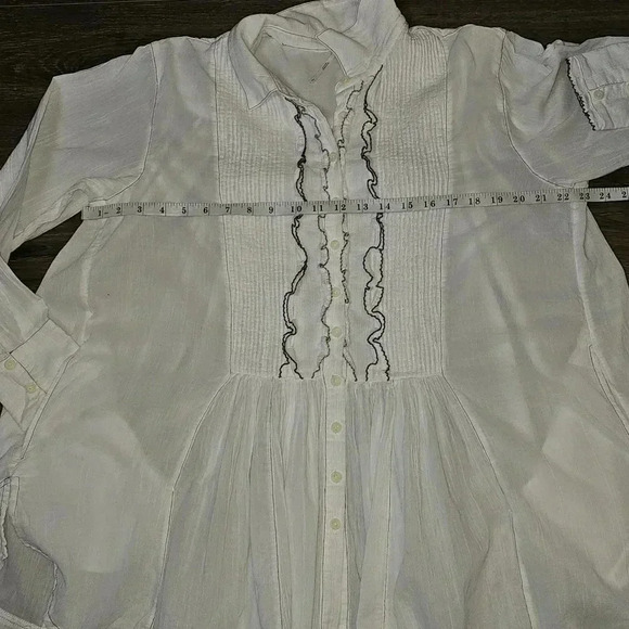 Free People Teddy Tux Tunic Top w Pockets White SZ S Coquette Coastalgrandma - Picture 13 of 14